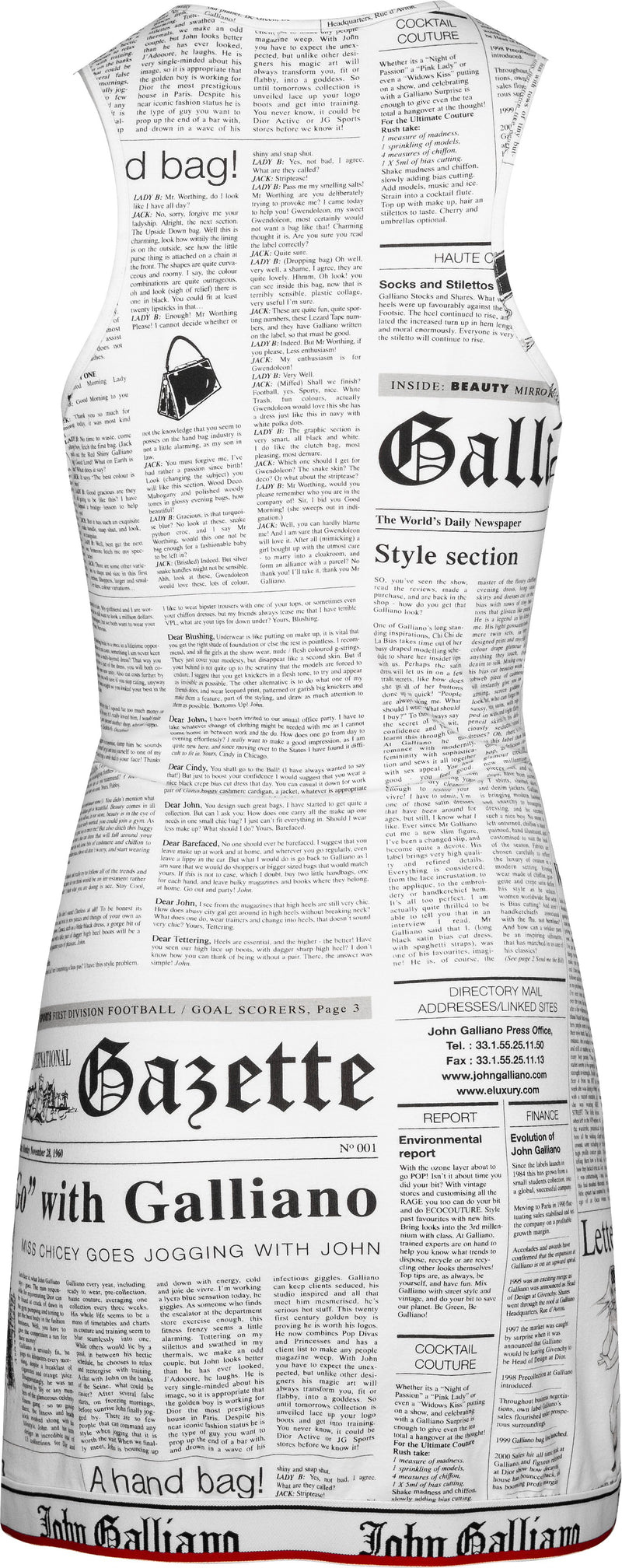 John Galliano Gazette Newspaper Racerback Dress