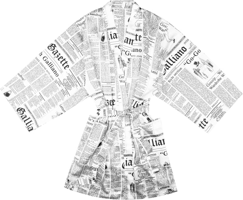 John Galliano Gazette Newspaper Printed Robe