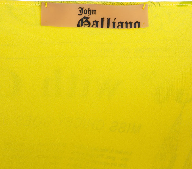 John Galliano Gazette Newspaper Silk Chiffon Ruffle Skirt