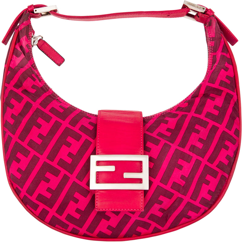 Fendi Zucca Pink Croissant Pochette Bag