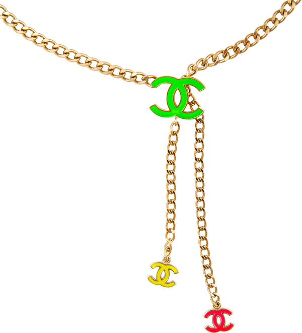 Chanel 2004 Gold Multicolor Logo Chain Belt