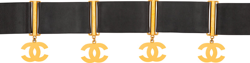 Chanel Spring 1993 Leather Logo Embellished Belt