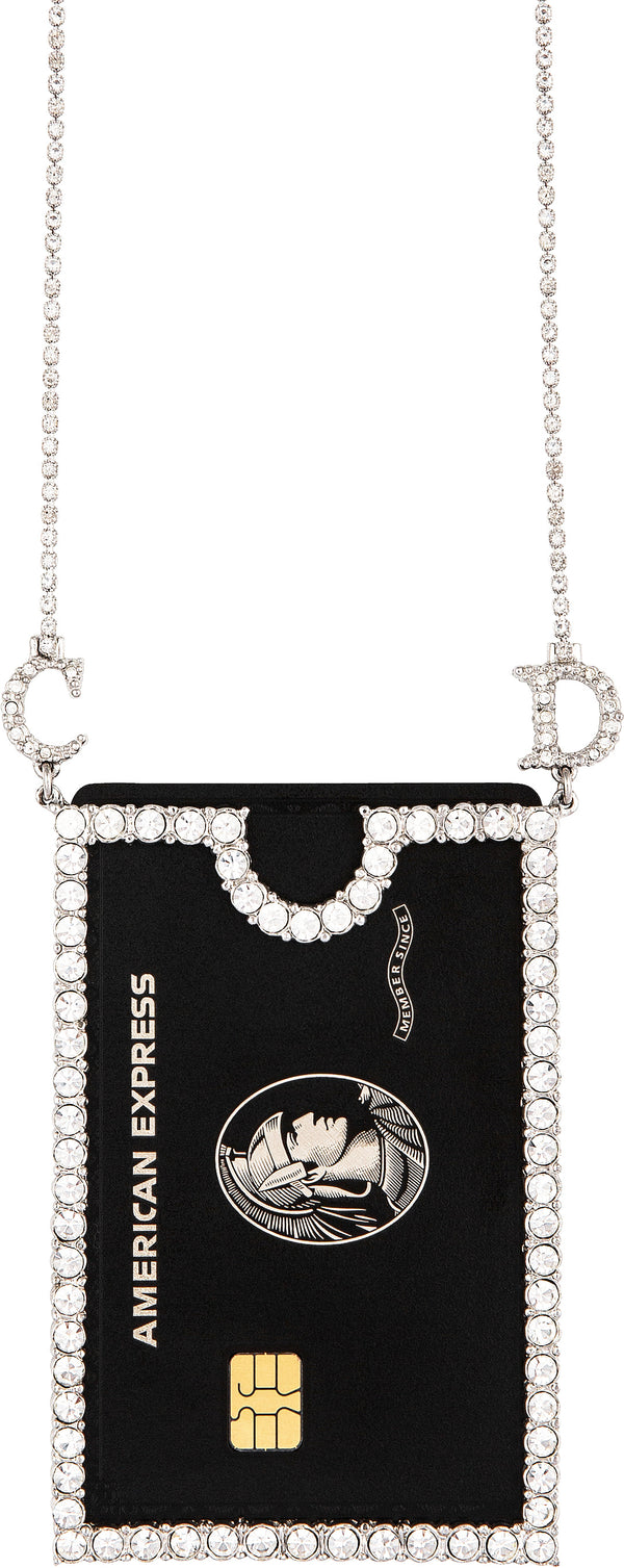 Christian Dior Swarovski Logo Credit Cardholder Necklace