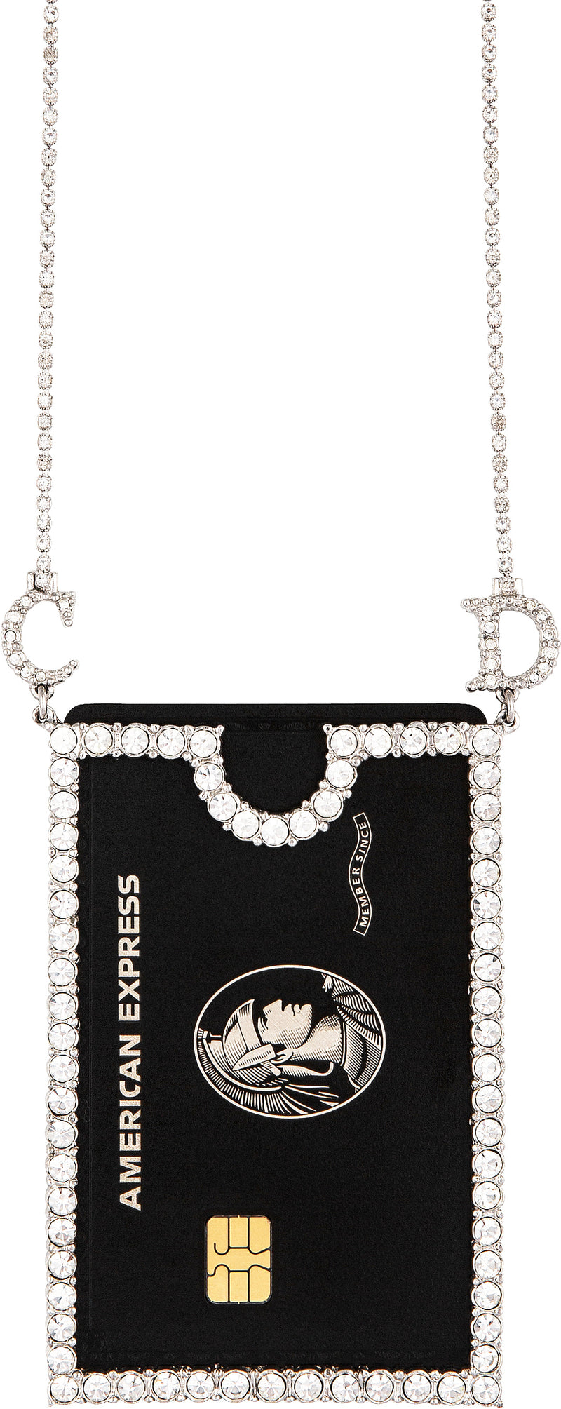 Christian Dior Swarovski Logo Credit Cardholder Necklace