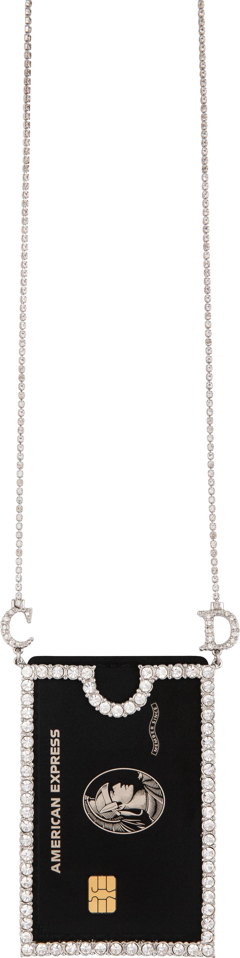 Christian Dior Swarovski Logo Credit Cardholder Necklace