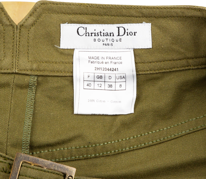Christian Dior Fall 2002 Embellished Plate Logo Cotton Pants