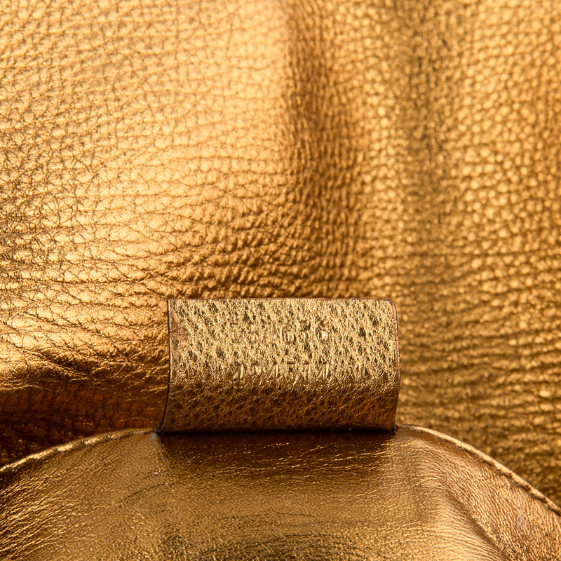 Gucci Metallic Beaded Logo Clutch Bag