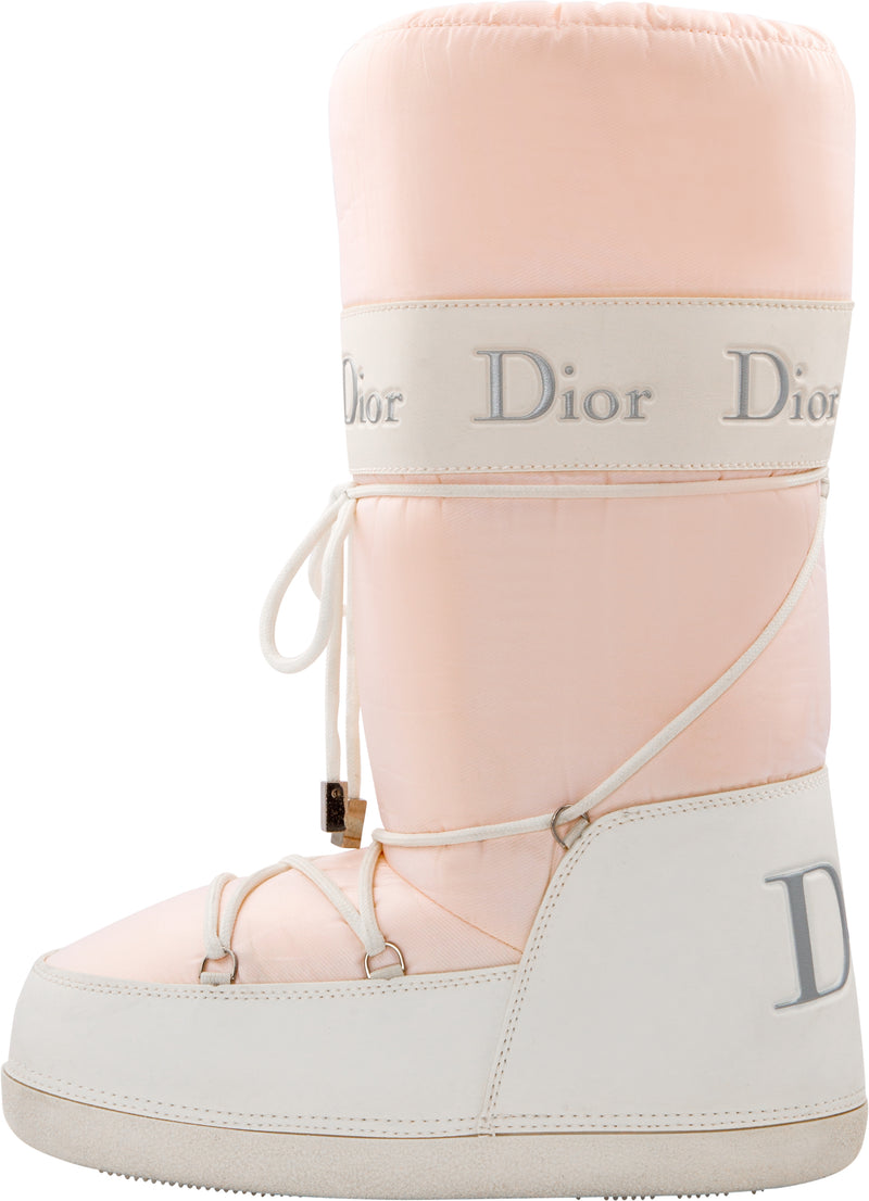 Christian Dior Pink Logo Moon Boots