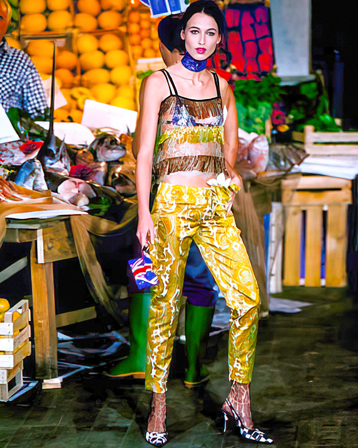 Dolce & Gabbana Spring 2000 Runway Lace Beaded Fringe Top