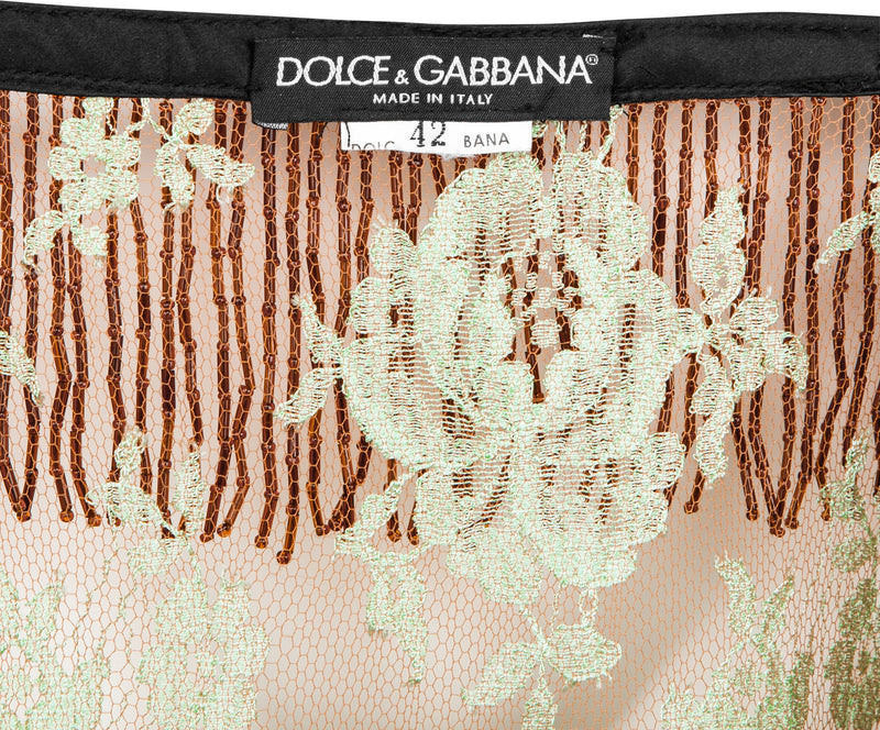 Dolce & Gabbana Spring 2000 Runway Lace Beaded Fringe Top
