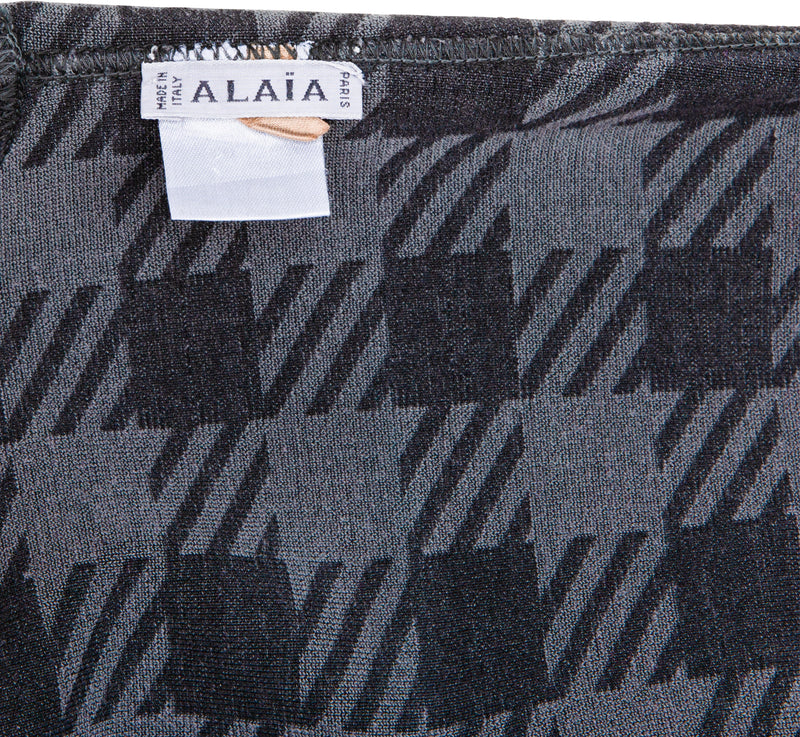 Alaïa Spring 1991 Runway Tati Houndstooth Bodycon Dress