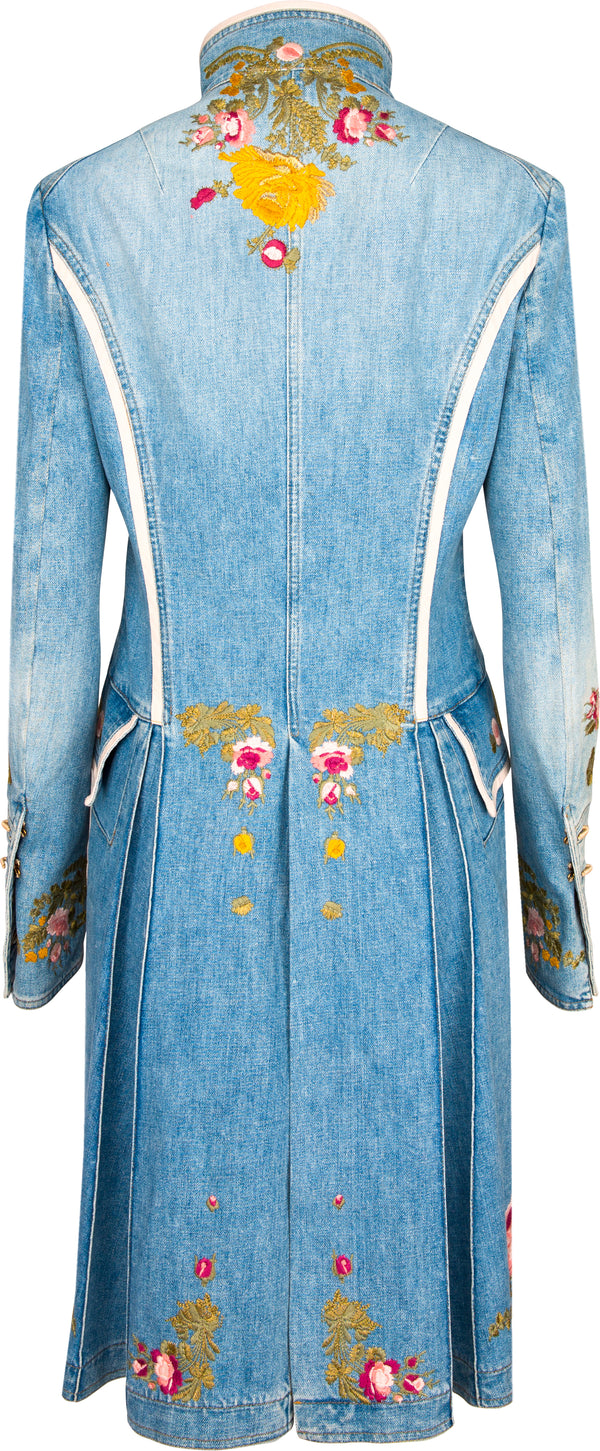 Roberto Cavalli Spring 2003 Runway Floral Embroidered Denim Jacket