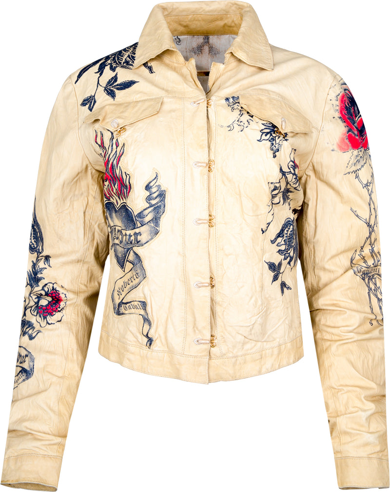 Roberto Cavalli Spring 2003 Tattoo Printed Leather Jacket