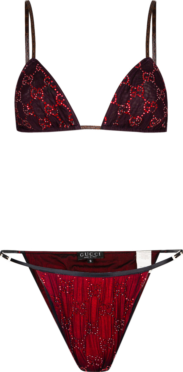 Gucci Spring 1998 Runway Swarovski Logo Embellished Bikini