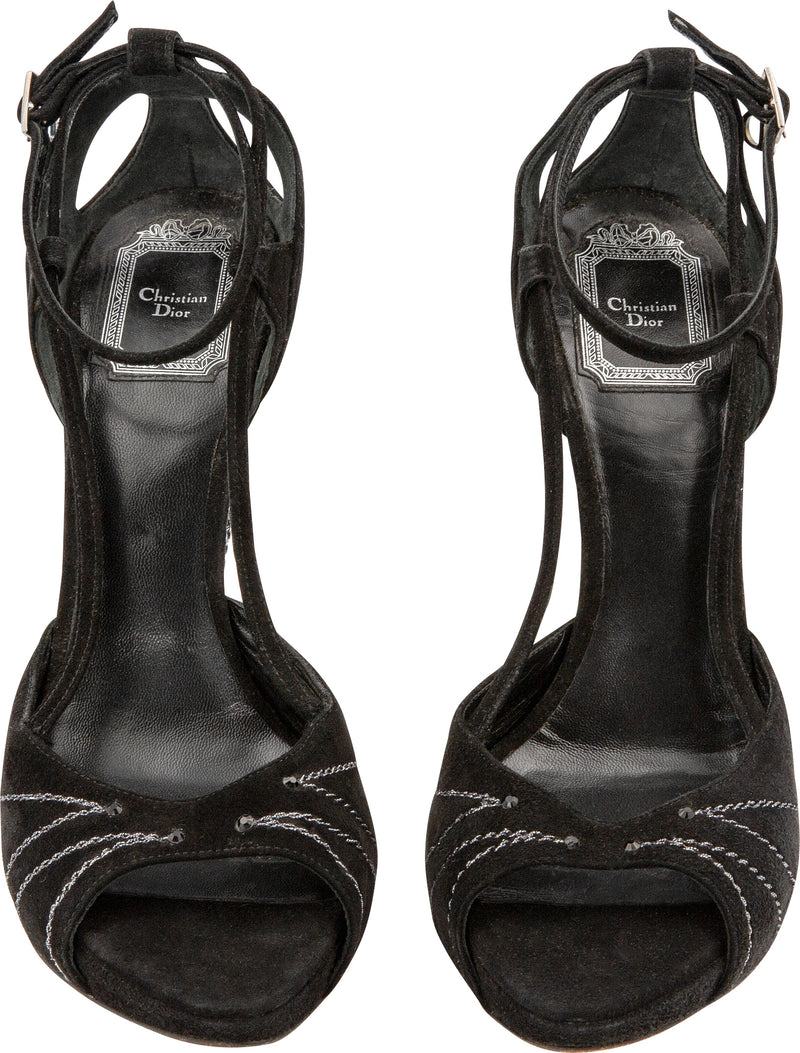 Christian Dior Spring 2008 Runway Swarovski Embellished Platform Sandals