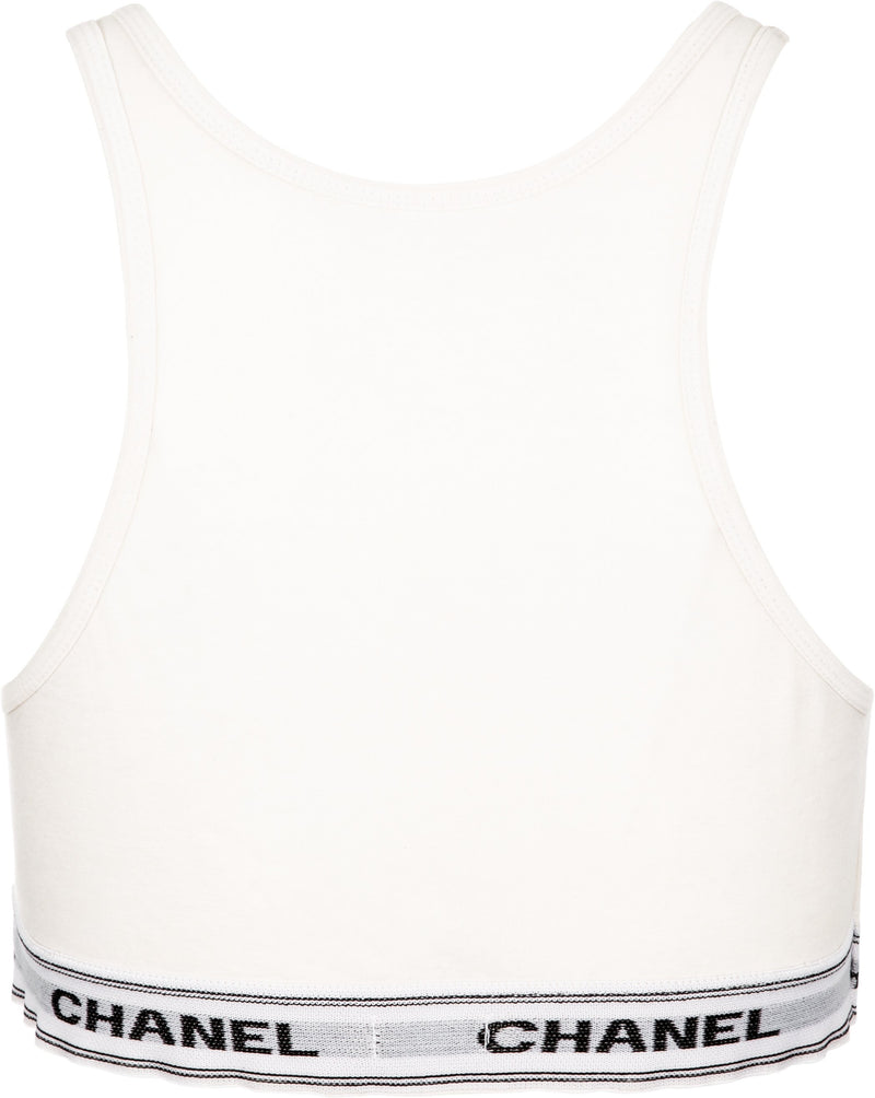 Chanel Logo Cropped Sports Bra Top