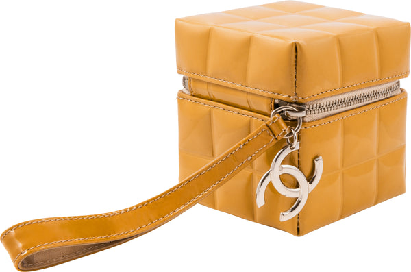 Chanel Spring 2004 Beige Quilted Patent Leather Rubik's Cube Wristlet