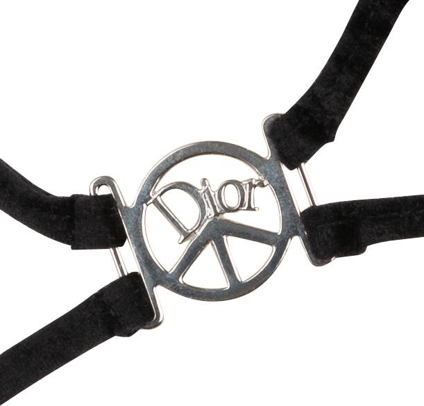 Christian Dior Velvet Embellished Peace Sign One-Piece
