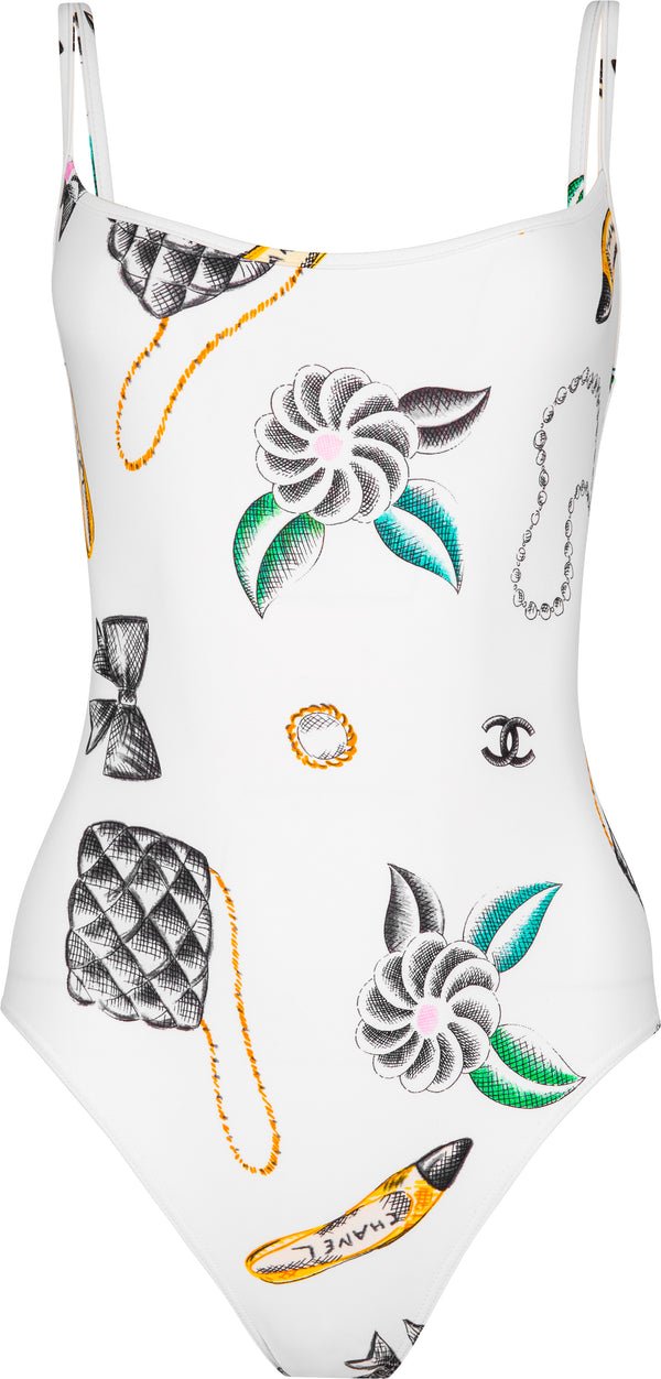 Chanel Spring 1996 Runway Lipstick Print One-Piece
