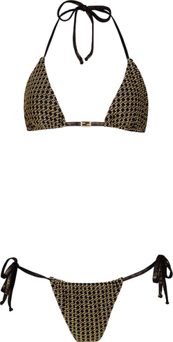 Fendi Zucca Embellished Logo Bikini