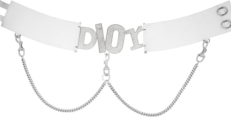 Christian Dior Spring 2003 Runway Swarovski Logo Embellished Belt