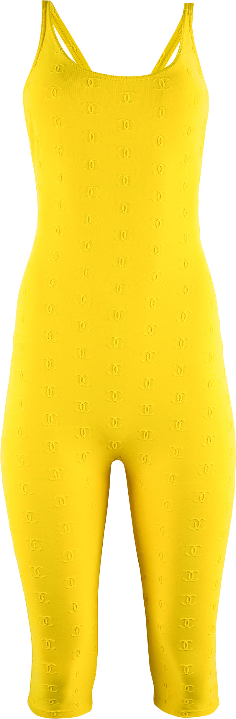 Chanel Spring 1997 Yellow Embroidered Logo Jumpsuit