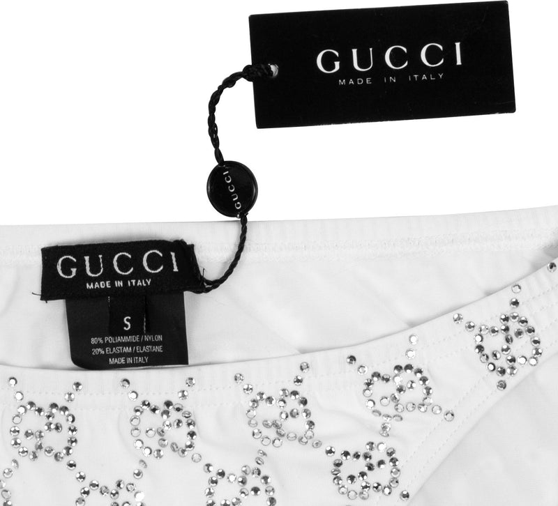 Gucci Swarovski Embellished Logo Spring 1998 Runway Swimsuit Bottoms