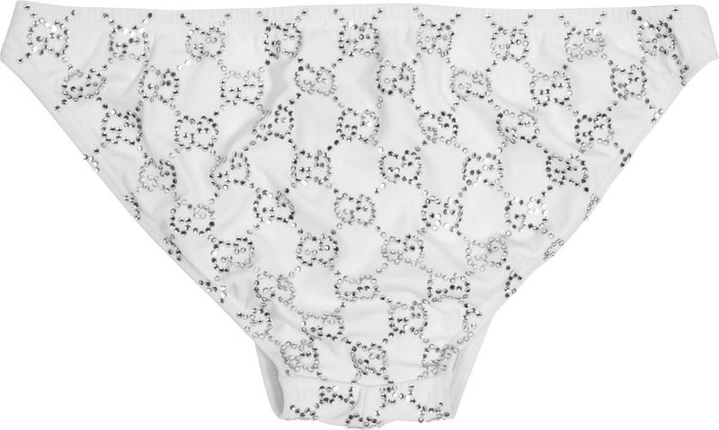 Gucci Swarovski Embellished Logo Spring 1998 Runway Swimsuit Bottoms