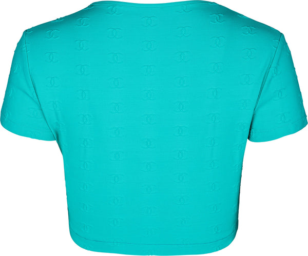 Chanel Spring 1997 Teal Logo Crop Top