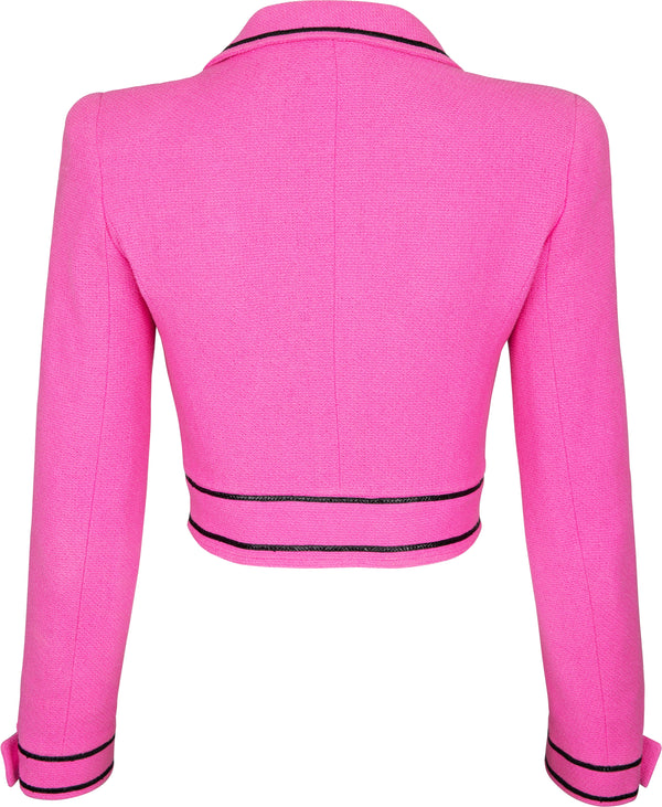 Chanel Spring 1995 Runway Tweed Cropped Pink Blazer