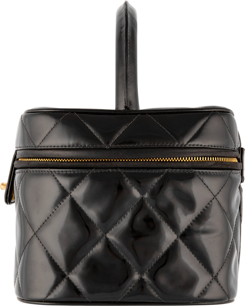 Chanel Spring 1995 Black Logo Vanity Bag