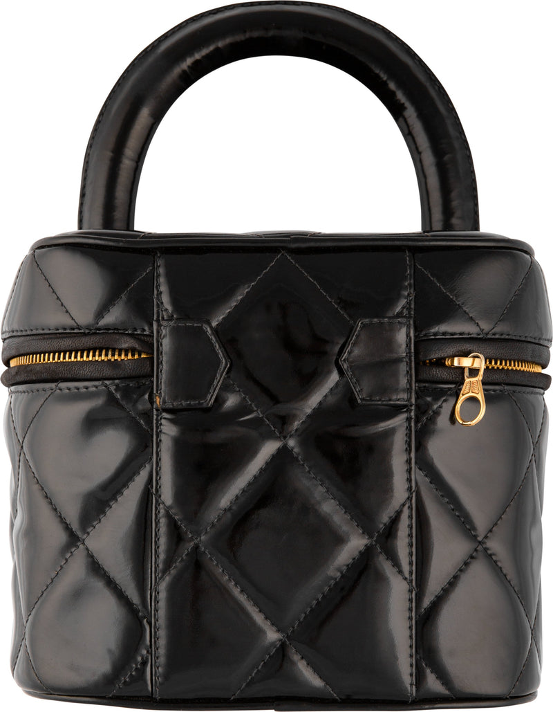 Chanel Spring 1995 Black Logo Vanity Bag