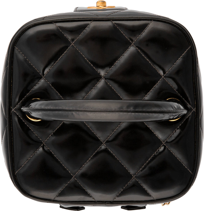Chanel Spring 1995 Black Logo Vanity Bag