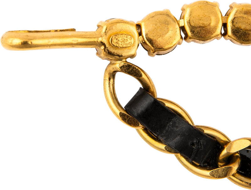 Chanel Spring 1995 Runway Swarovski Leather Chain Belt