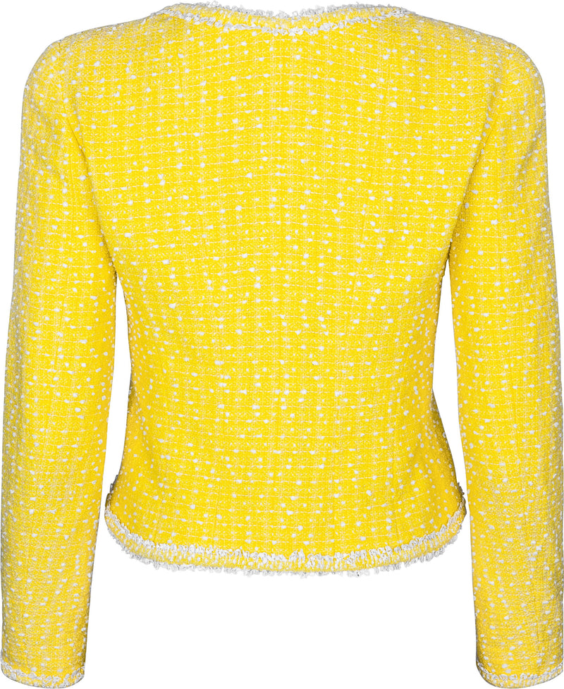 Chanel Spring 1997 Runway Tweed Cropped Yellow Blazer