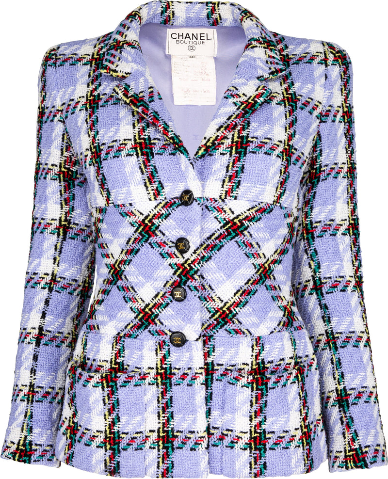 Chanel Spring 1995 Blue Tweed Campaign Runway Suit