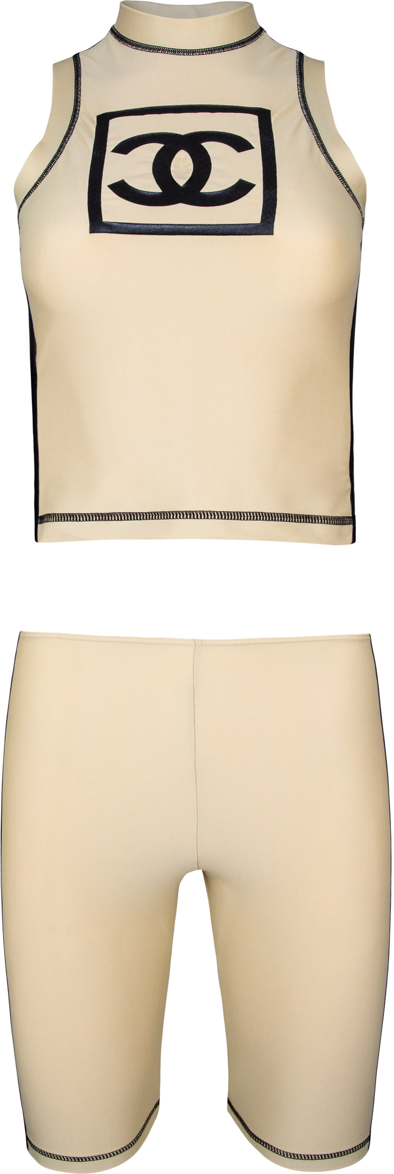 Chanel Spring 2001 Logo Top Biker Shorts Set
