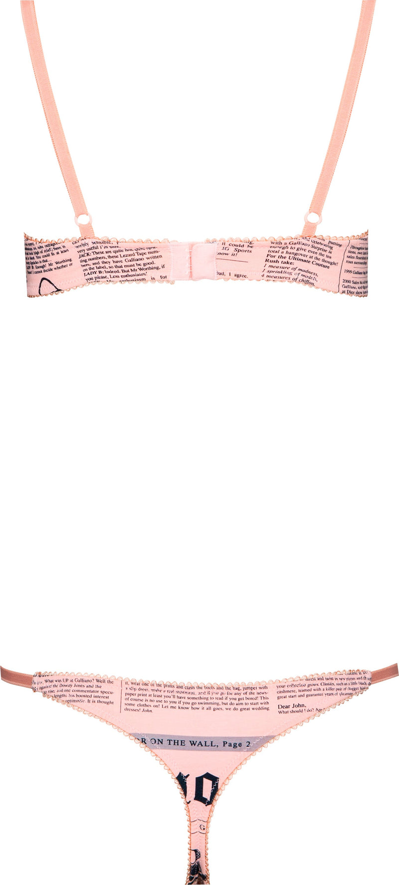 John Galliano Pink Gazette Newspaper Bra Panty Set