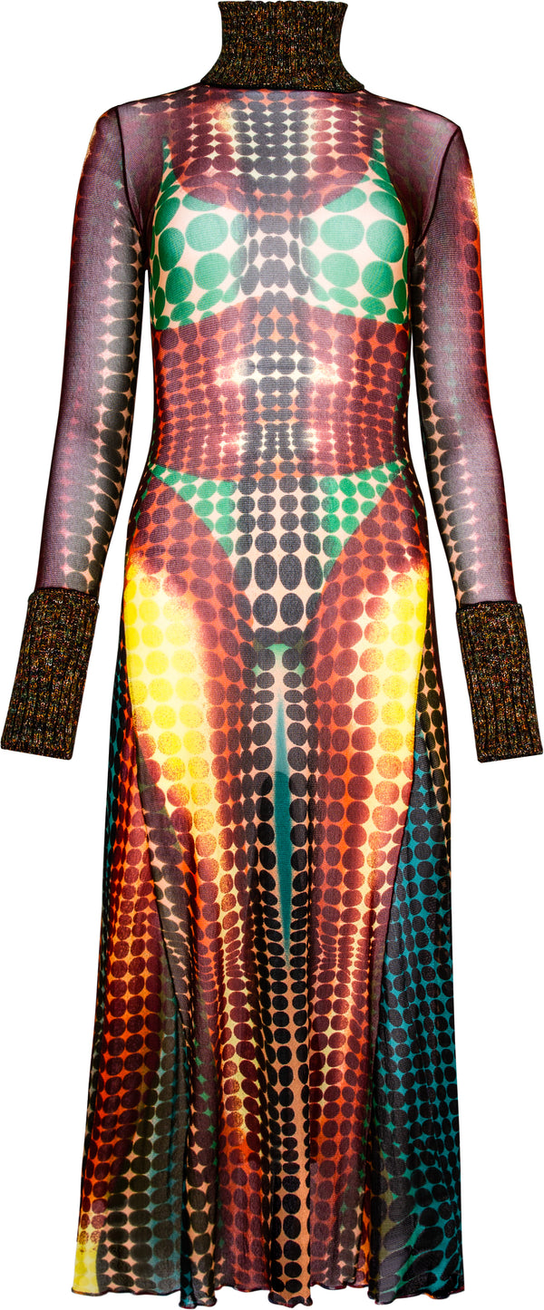 Jean Paul Gaultier Fall 1995 Runway Cyber Dots Mesh Dress