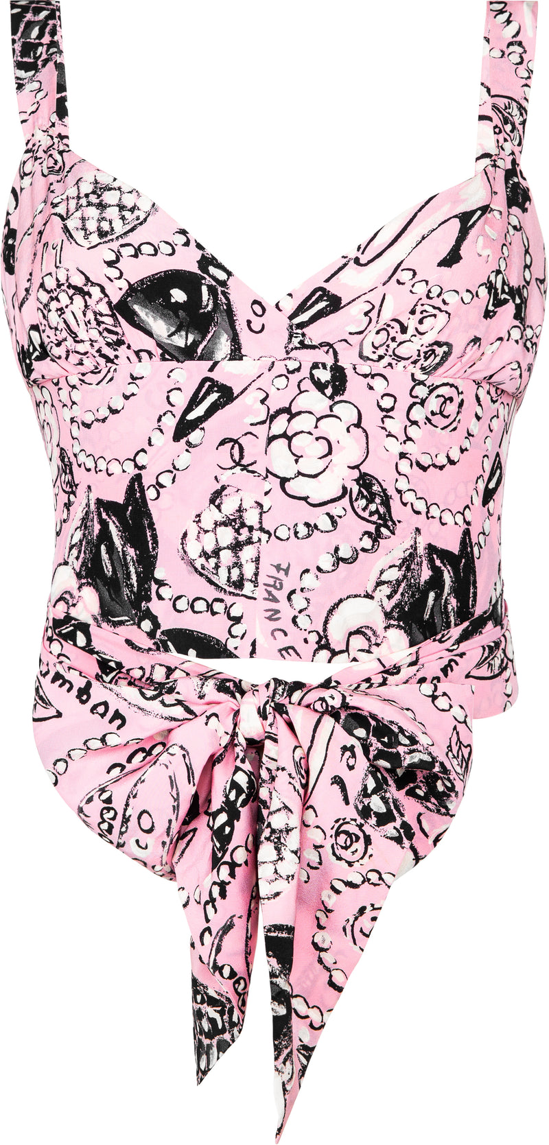 Chanel Spring 1993 Camellia Printed Wrap Top