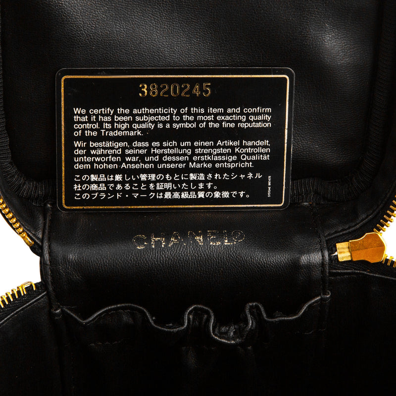 Chanel Black Patent Logo Vanity Bag