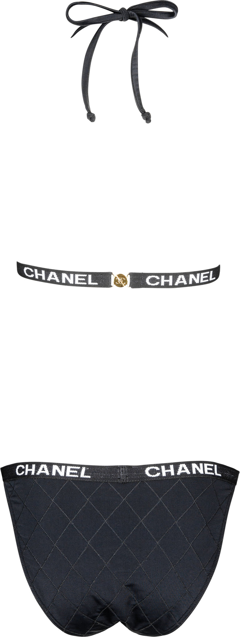 Chanel 1990's Quilted Logo Trim Bikini