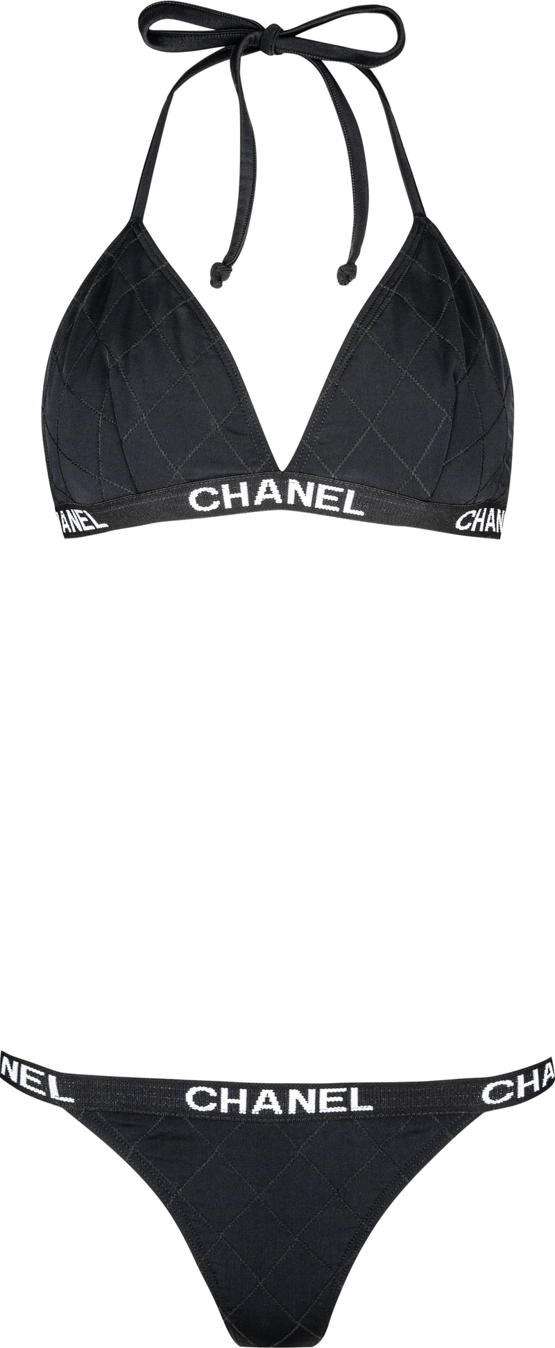 Chanel 1990's Quilted Logo Trim Bikini