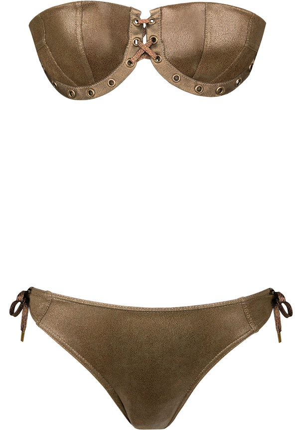 Christian Dior Metallic Lace-Up Bustier Bikini