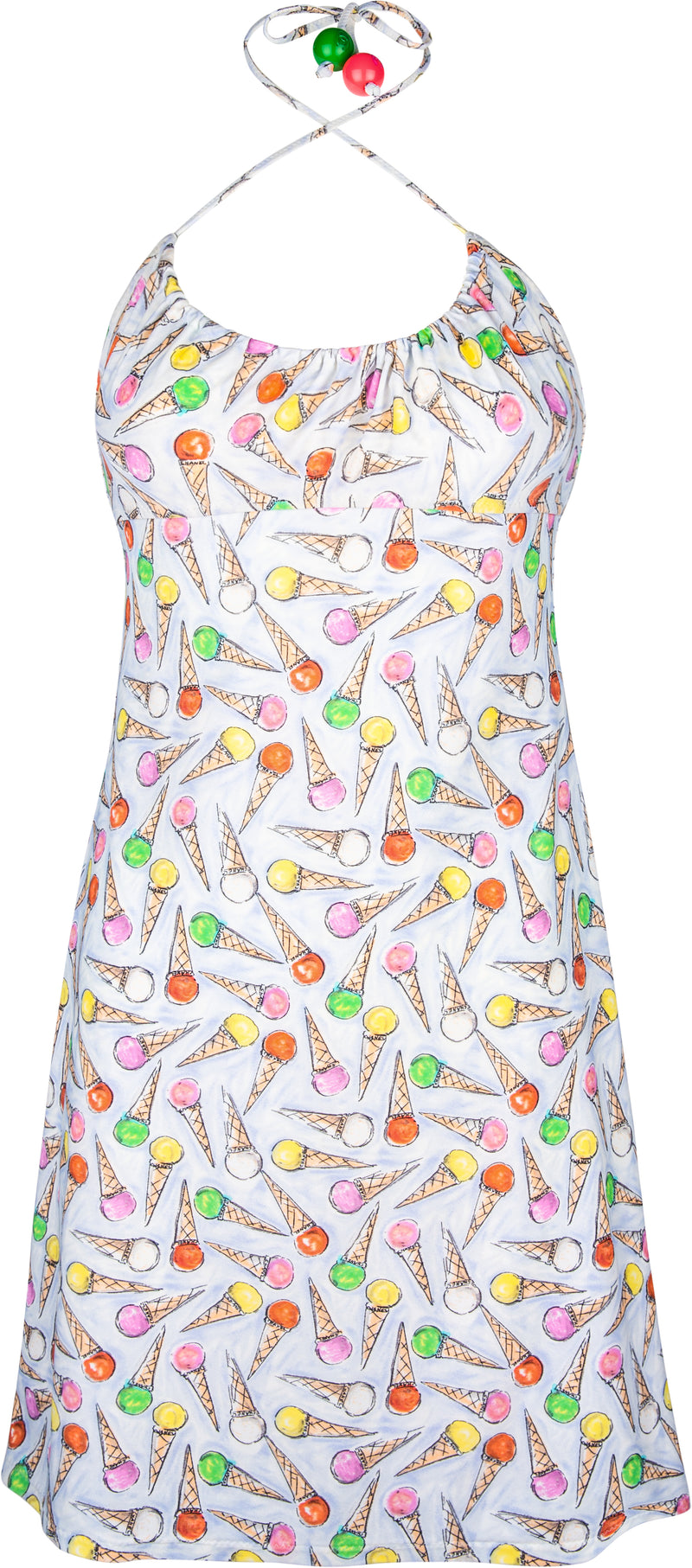 Chanel Cruise 2004 Ice Cream Logo Embellished Halter Dress