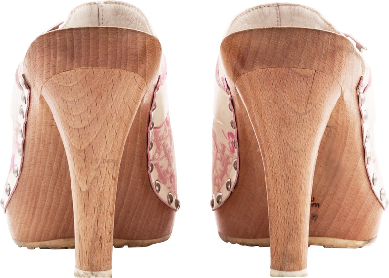 Christian Dior Resort Logo Flowers Platform Clogs