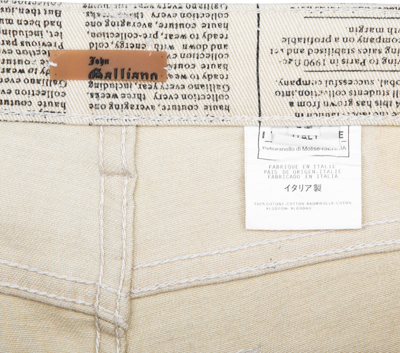 John Galliano Gazette Beige Newspaper Jeans