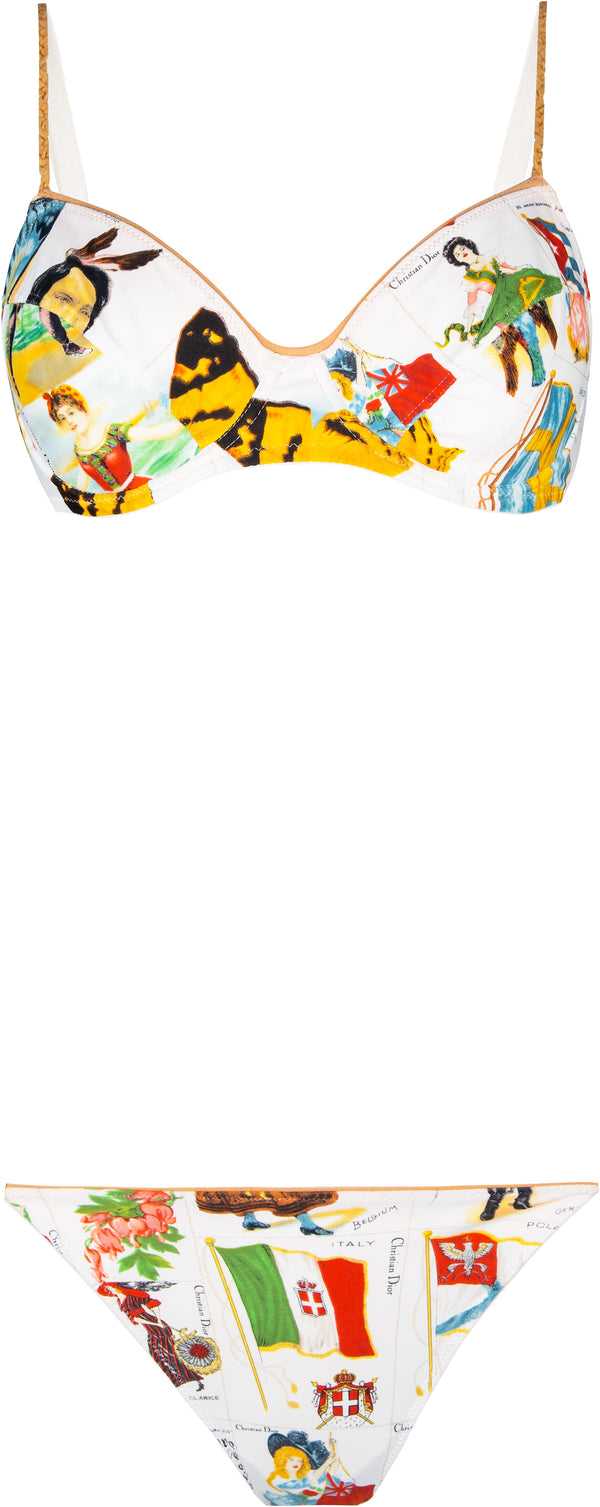 Christian Dior Spring 2002 Runway Stamp Printed Bikini Set