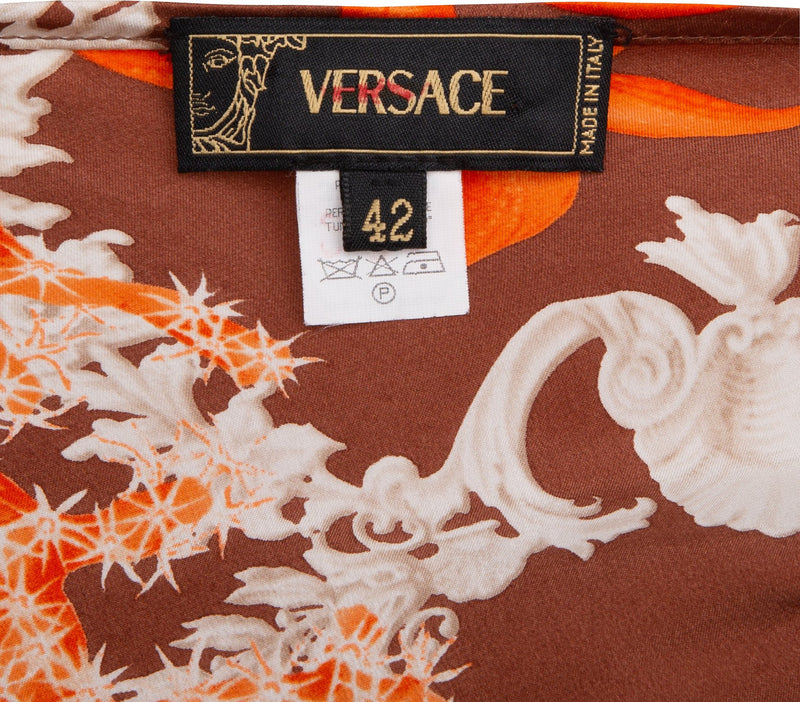 Gianni Versace Silk Medusa Medallion Halter Top