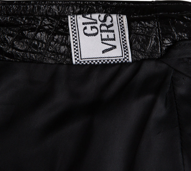 Gianni Versace Fall 1994 Runway Leather Embossed Overalls Dress